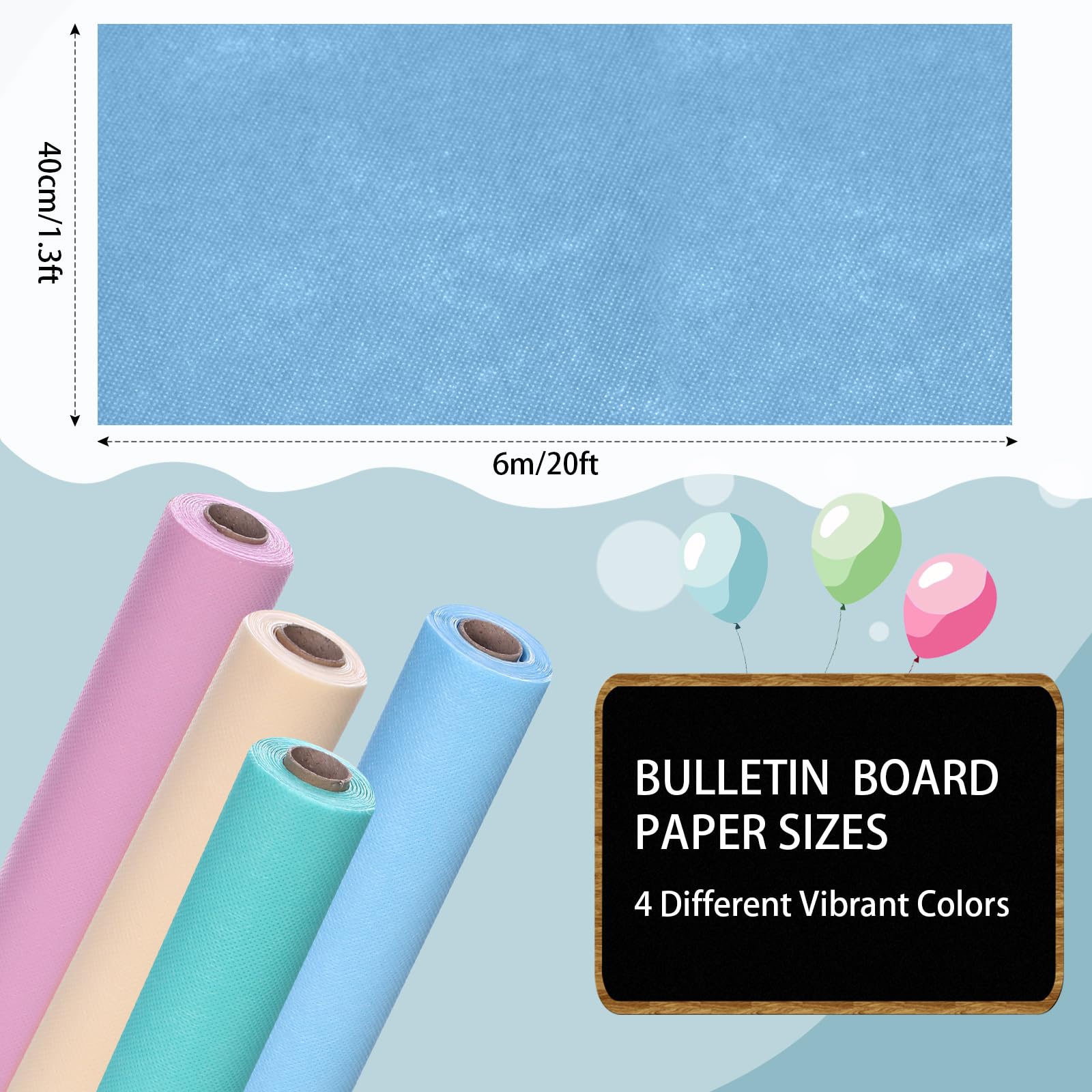 Skyygemm 4 Rollen Pinnwand aus Stoff, Pastellfarben, 40 cm x 6 m