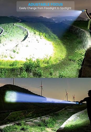 Miniatura 7 de Linternas LED recargables, linterna magnética súper brillante linterna táctica con luz lateral, recargable por USB, zoom, impermeable, la mejor