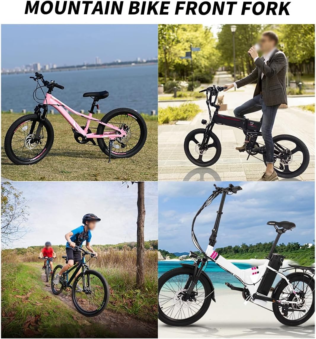20" Mountain Bike Suspension Fork 1-1/8" Straight Air Fork 100mm Travel Disc Brake Bike Front Forks 9 * 100mm QR Manual Lockout for MTB/BMX/XC