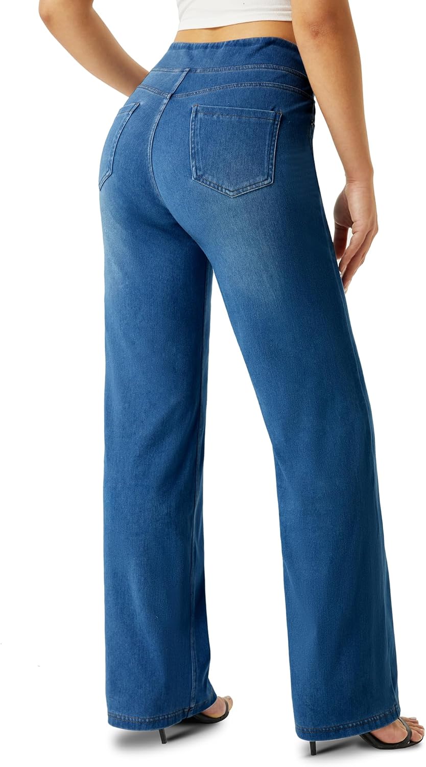 High Waisted Straight Leg Jeans,Wide Leg Jeans Woman Baggy Loose Boyfried Denim Pants - Image 2