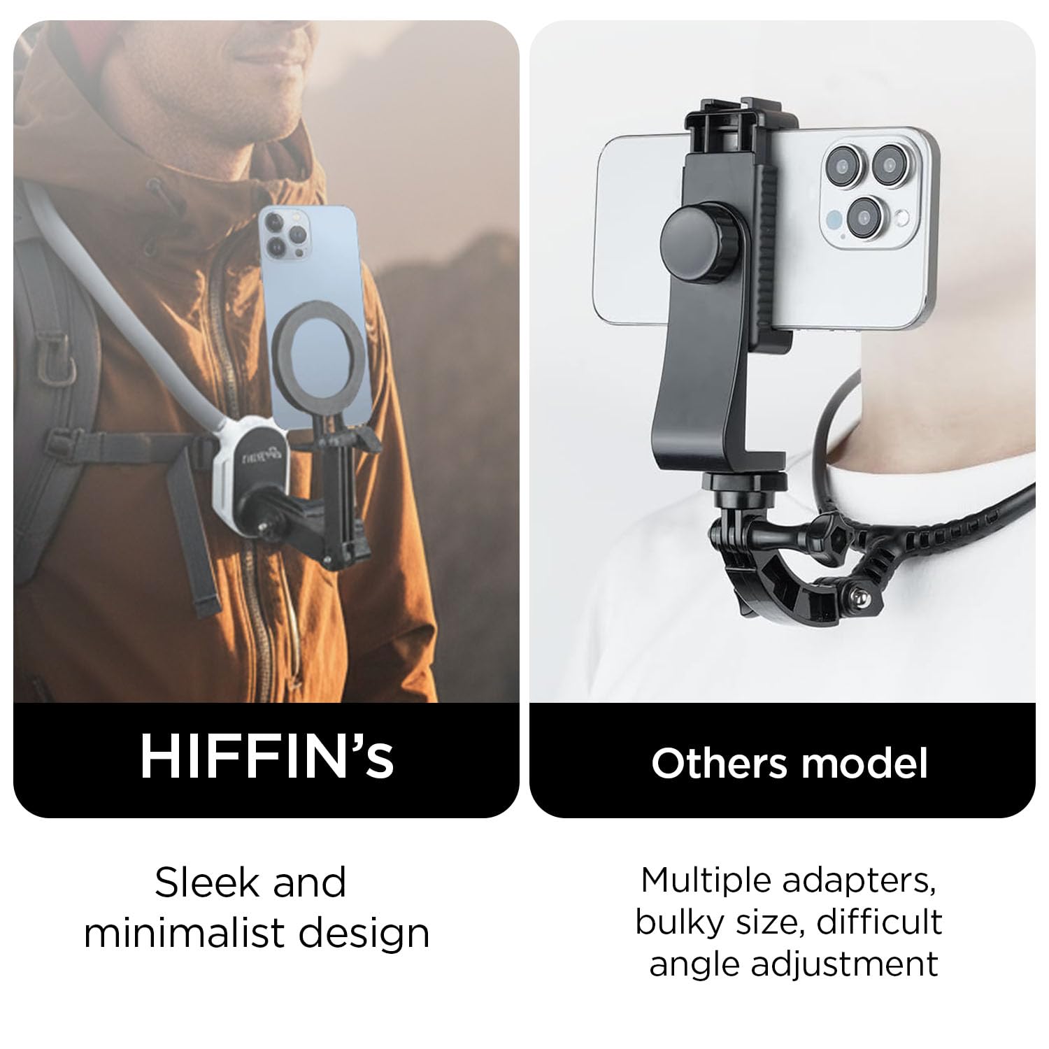 Hiffin Magnetic Neck & Chest Mount for Smartphones | 360° Adjustable POV Vlog Holder with Quick-Release & Strong Magnetic Grip | Hands-Free Phone Mount for iPhone & Android 2