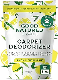 Good Natured Brand | Carpet Deodorizer & Freshener Powder | 31 oz Pet Odor Eliminator for Strong Odor & Pet Urine | Fresh Natural Lemon & Eucalyptus Scent | Safe for Homes with Pets