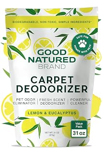 Good Natured Brand | Carpet Deodorizer & Freshener Powder | 31 oz Pet Odor Eliminator for Strong Odor & Pet Urine | Fresh Natural Lemon & Eucalyptus Scent | Safe for Homes with Pets - Amazon product rated Grade A