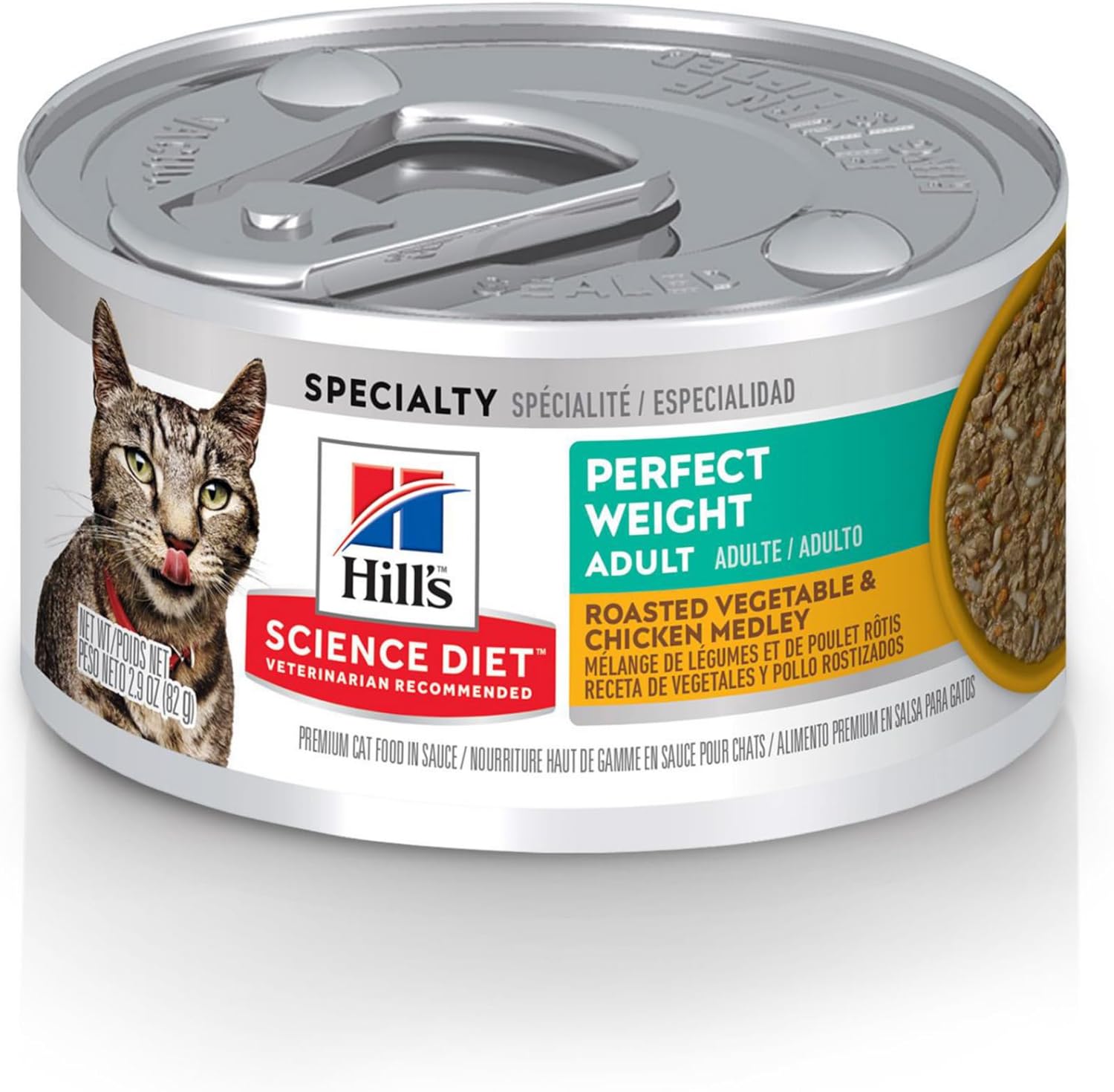 Hill's Science Diet Adult Perfect Weight Wet Cat Food, Roasted Vegetable & Chicken Medley in Gravy, 2.9 oz. Cans, 24-Pack