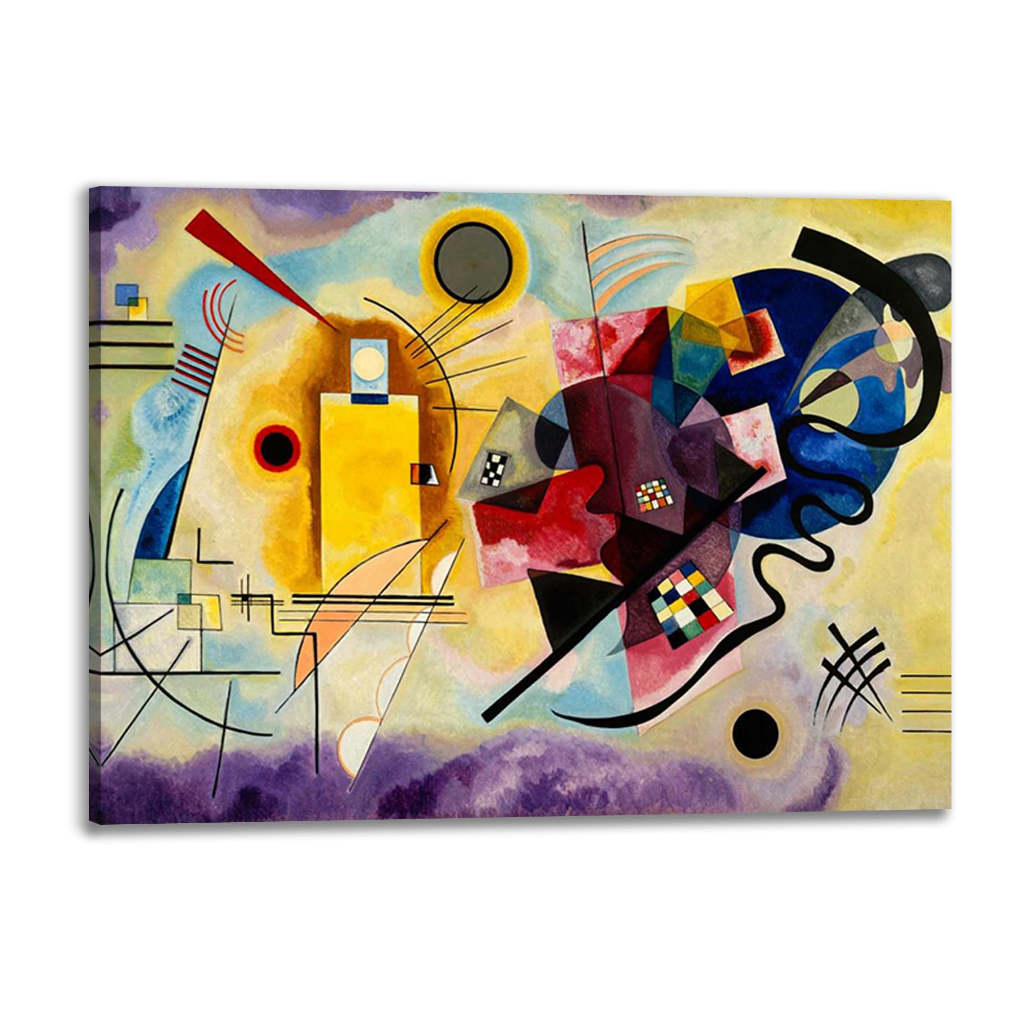 Kandinsky Yellow Red Blue tableau déco murale toile cadre bois 40x30