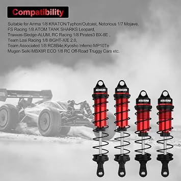 RC Car Shock Absorbers, 130mm Rear Shocks 110mm Front Shocks Set