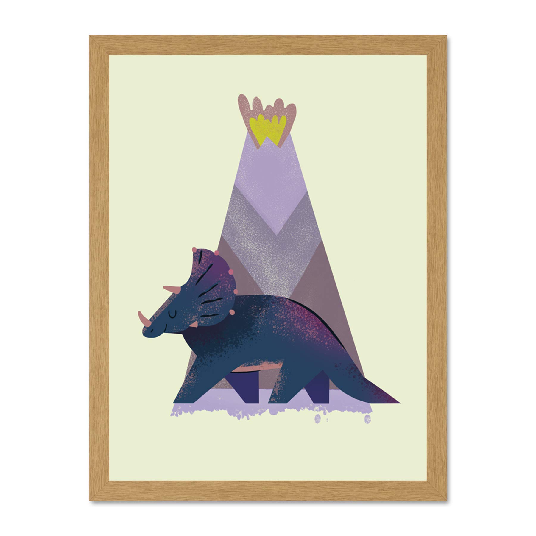 Wee Blue Coo Dinosaur Triceratops Wall Large Framed Art Print Poster Wall Decor 18x24 inch