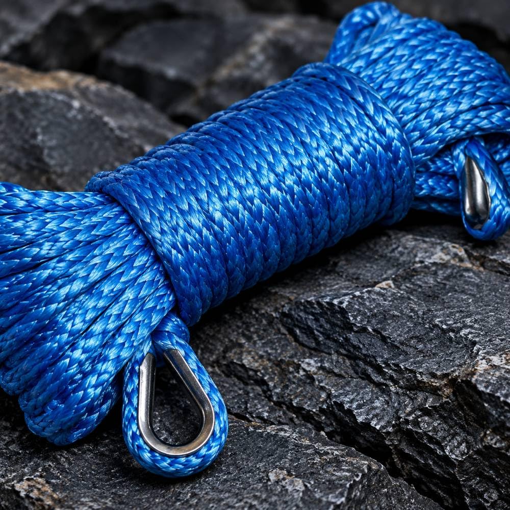 Cavo per verricello Sintetico 6mm 15m, Corda Blu per Fuoristrada
