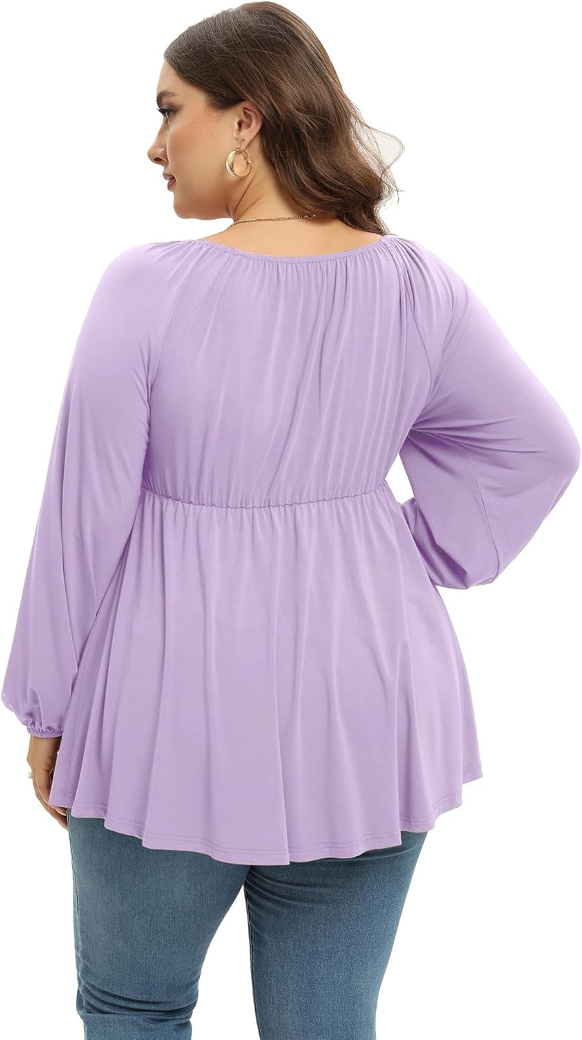 Womens Plus Size Tops Long Sleeve Twist Knot V Neck Shirts Casual Loose Tunic Blouse Fall and Winter - Image 3