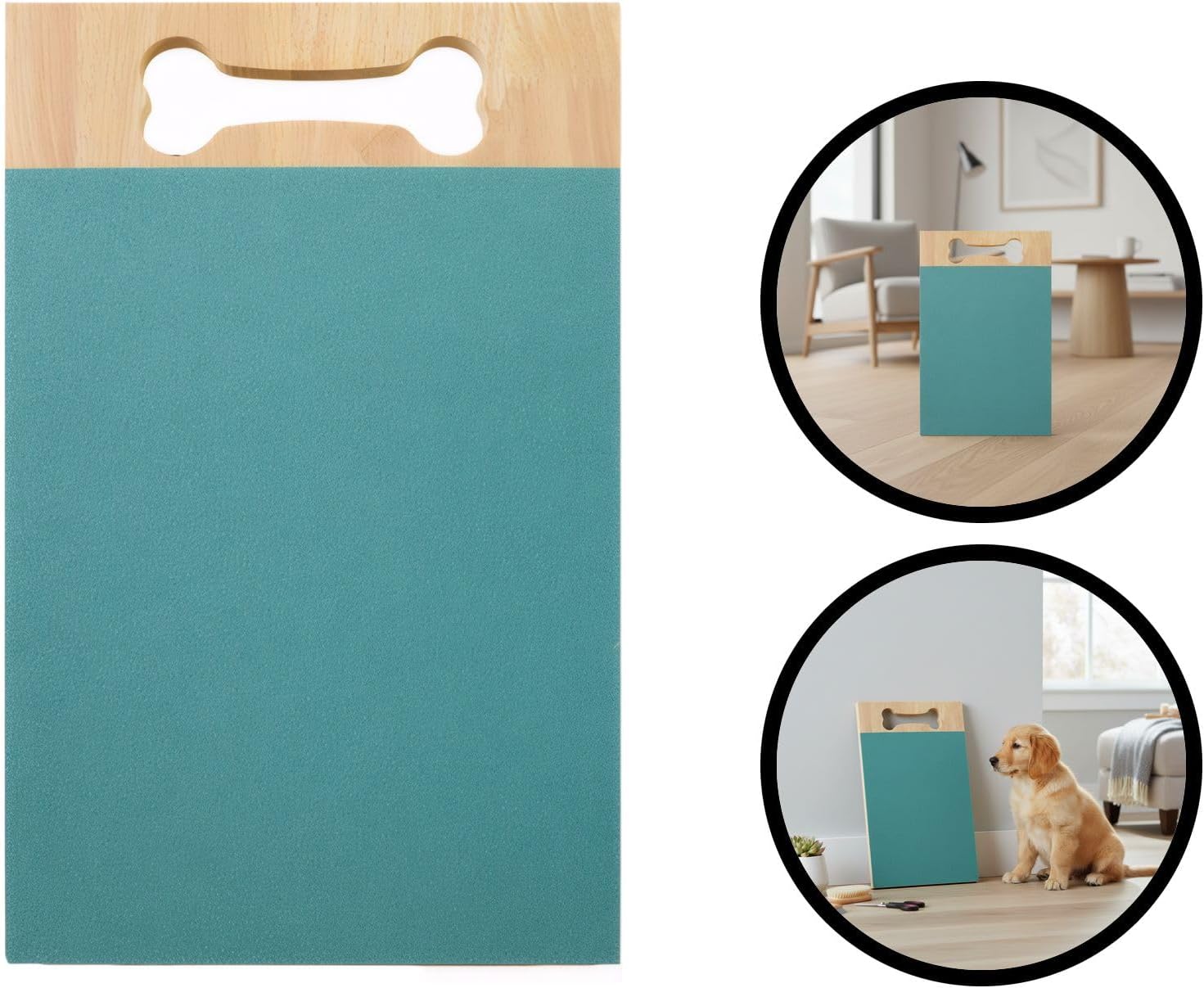 Dog Board for Nail Grinding and Scratching, Wooden Surface with Bone Handle for Claw Maintenance and Furniture Care