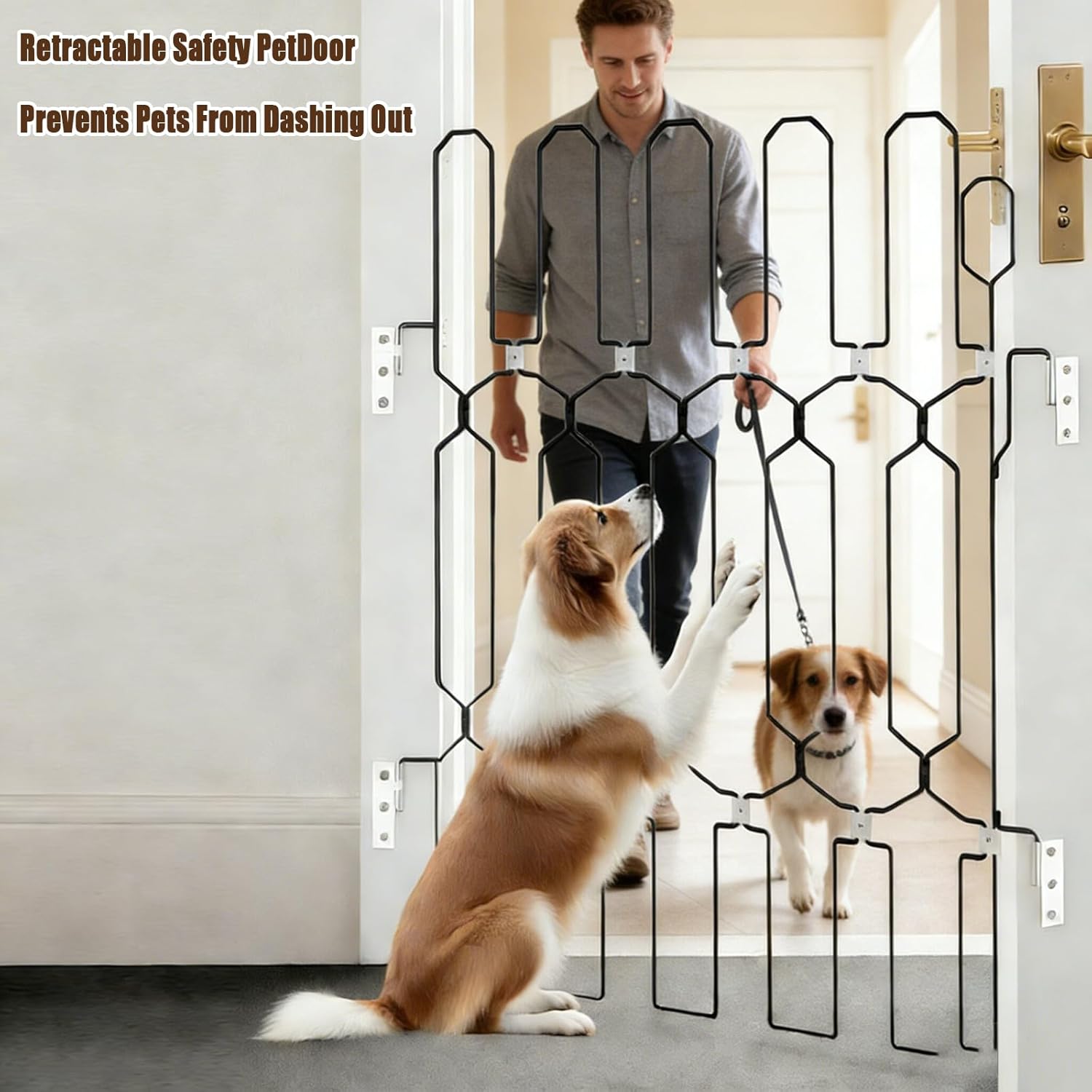 Expandable Pet Gate for Dogs & Cats – Retractable Mesh-Free Safety Barrier, Adjustable Width 2"-35", Portable Foldable Dog Fence for Doorways, Stairs, Hallways, No Drilling, Easy to Install