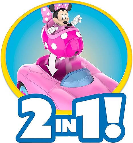 Miniatura 3 de Just Play - Vehículo transformador de Mickey Mouse Funhouse, auto de juguete rosa, preescolar, juguetes para niños a partir de 3 años