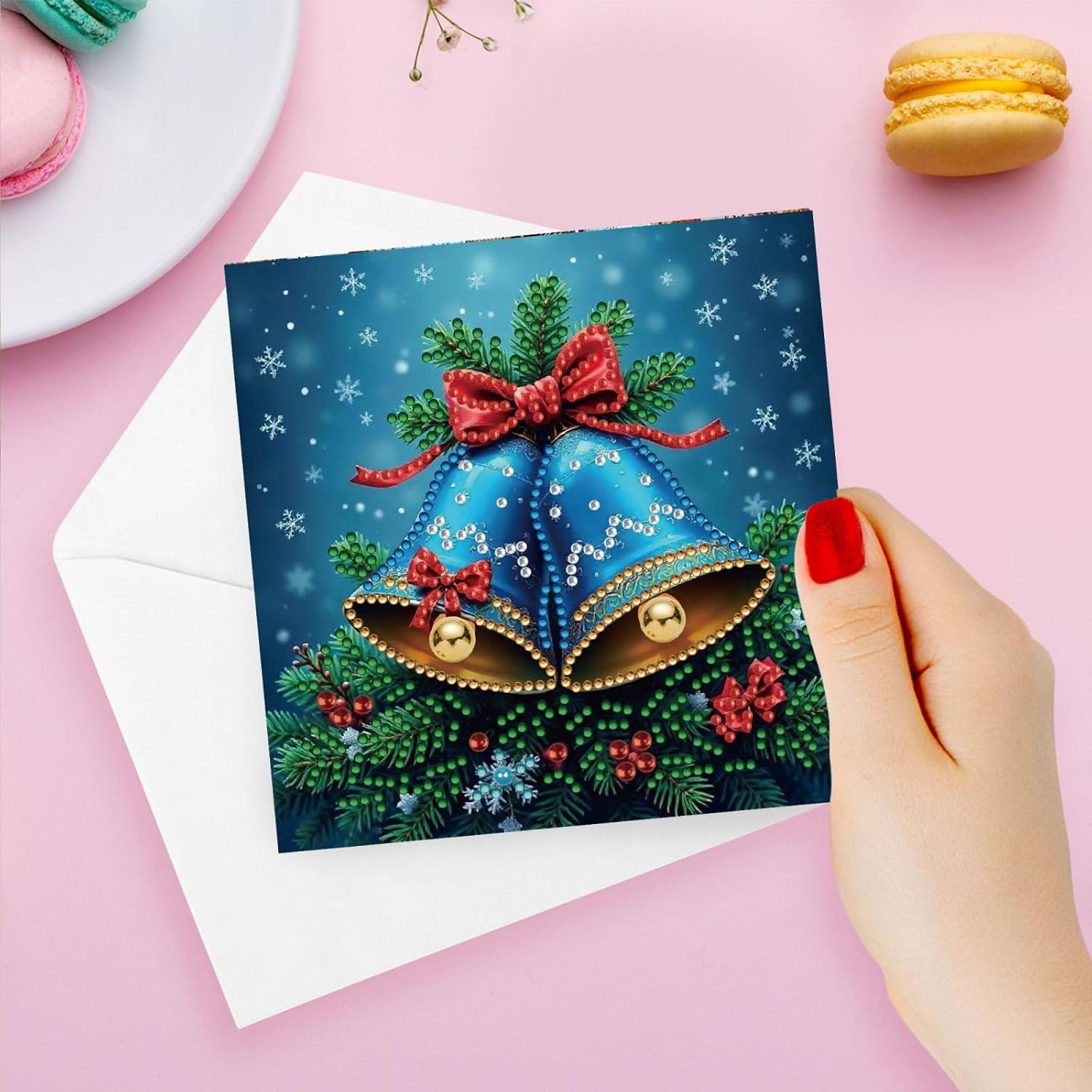 12Pcs DIY Folding Christmas Greeting Card Diamond Art Painting Creative Design Foldable Thank You Cards with White Envelopes Blessing Greeting Card Set for Birthday Festival-01