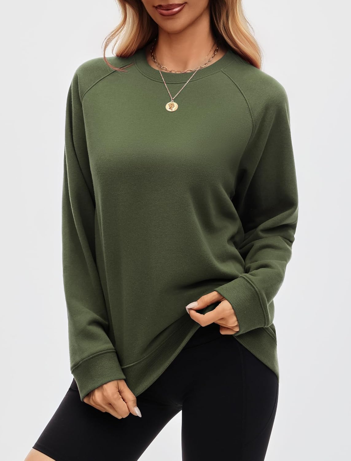 Oversized Sweatshirt for Women Fleece Lined Crewneck Pullover Sweatshirts Loose Fit Fall Long Sleeve Tops - Image 7