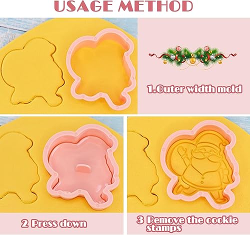 Miniatura 3 de YEJAHY 10 moldes de galletas Eid Mubarak, cortador de galletas con sello de émbolo, sello de galletas 3D, moldes de sello de prensa de galletas para