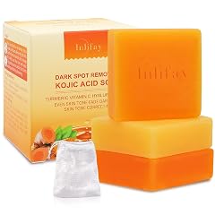 Inlifay Kojic Acid Turmeric Soap Dark Spot Remover for Face Body - Skin Cleansing Bar for Women with