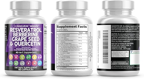 Miniatura 8 de Suplemento de resveratrol limpio | Extracto de semilla de uva berberina Quercetina Extracto de té verde Acai Noni Suplemento de polifenol para