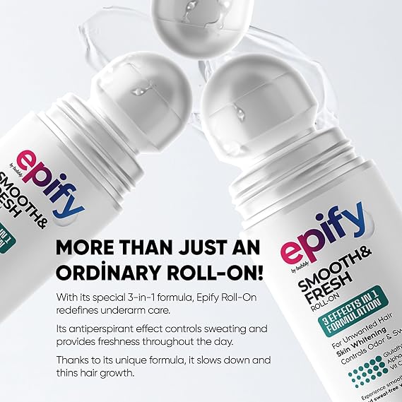 Epify Smooth & Fresh Roll-On, Eliminates Unwanted Hair, Controls Odor and Sweat, Smoothes Underarm, Reduces Ingrown Hair, 1.69 Fl Oz (6)