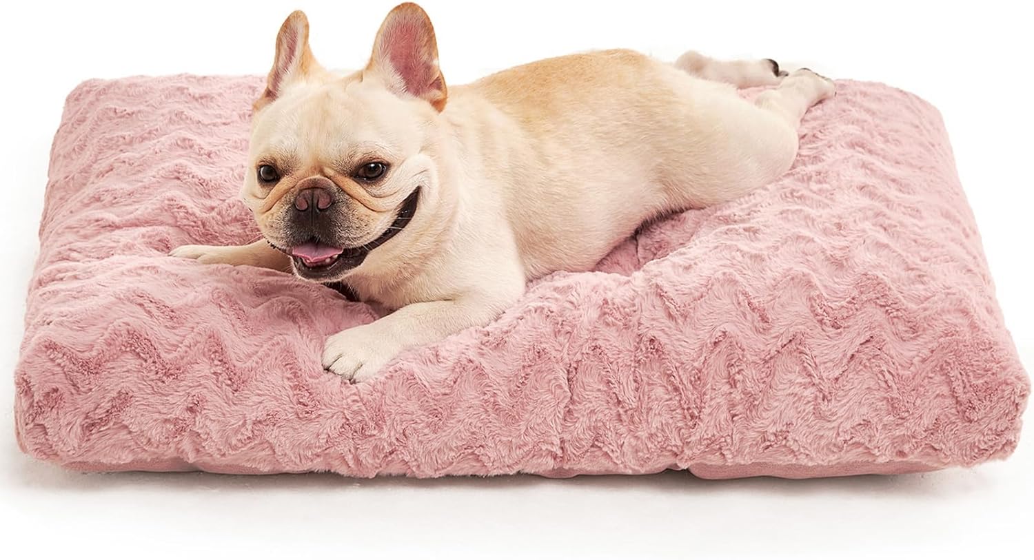 EHEYCIGA Washable Medium Dog Bed for Crate 29×21 Inch, Reversible Kennel Pad for Dogs Weight Up to 35 lbs, Plush and Comfy Pet Sleeping Mat, Pink