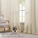 90 Inch Long Linen Curtains for Living Room Bedroom Window Drapes with Bronze Grommets Farmhouse Decor Light Filtering Privacy Linen Curtains Textured Window Semi Sheer Drapes 52x90 Inch 2 Panels