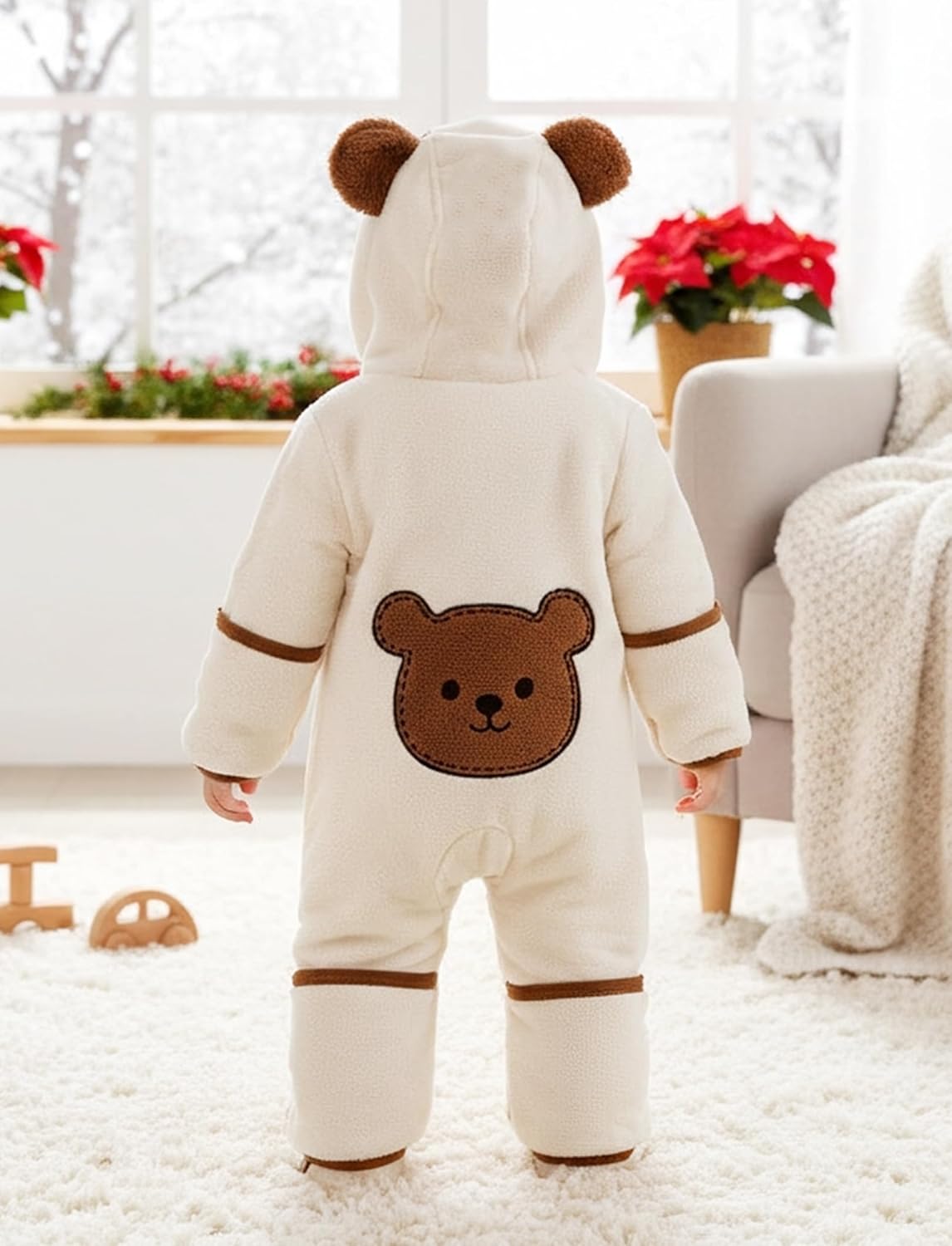 PATPAT Fleece Hooded Footed Clothes, Soft Warm Footie Covers, Car Seat Friendly, Easy Zip,Cute Romper Newborn Infant Jumpsuit - Image 7
