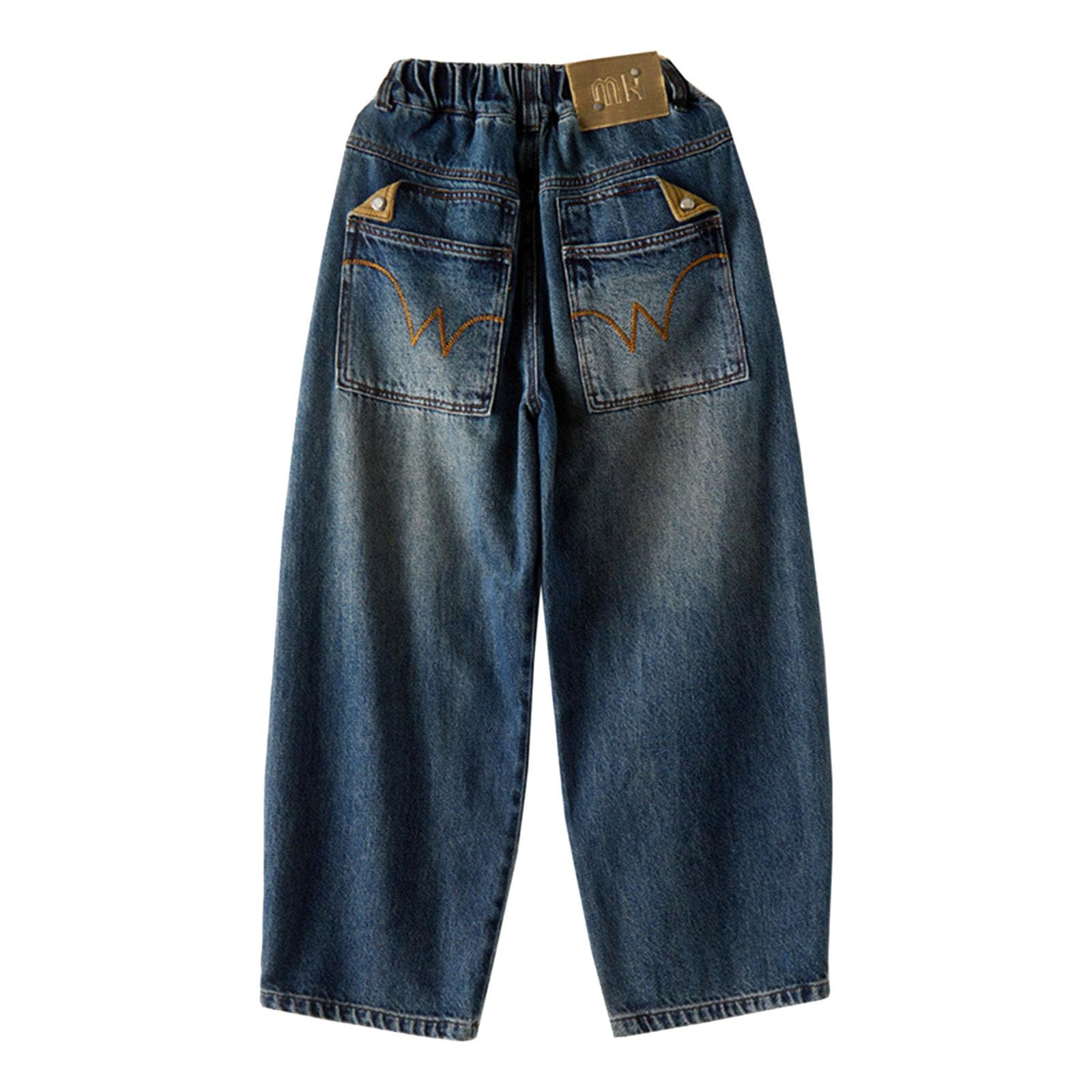 Generico Pantaloni Blu Bambino-Jeans Foderati in Pile per Ragazzi, Pantaloni Casual Caldi Autunnali e Invernali, Pantaloni in Denim Spessi per Bambini con Comoda vestibilità Elasticizzata, Resistenti