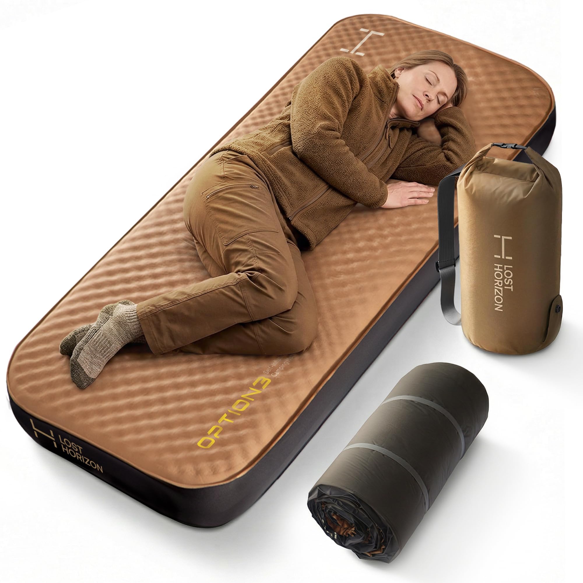 Photo 1 of Lost Horizon Option3 Self-Inflating Foam Camping Mattress, Slim Single, 3"