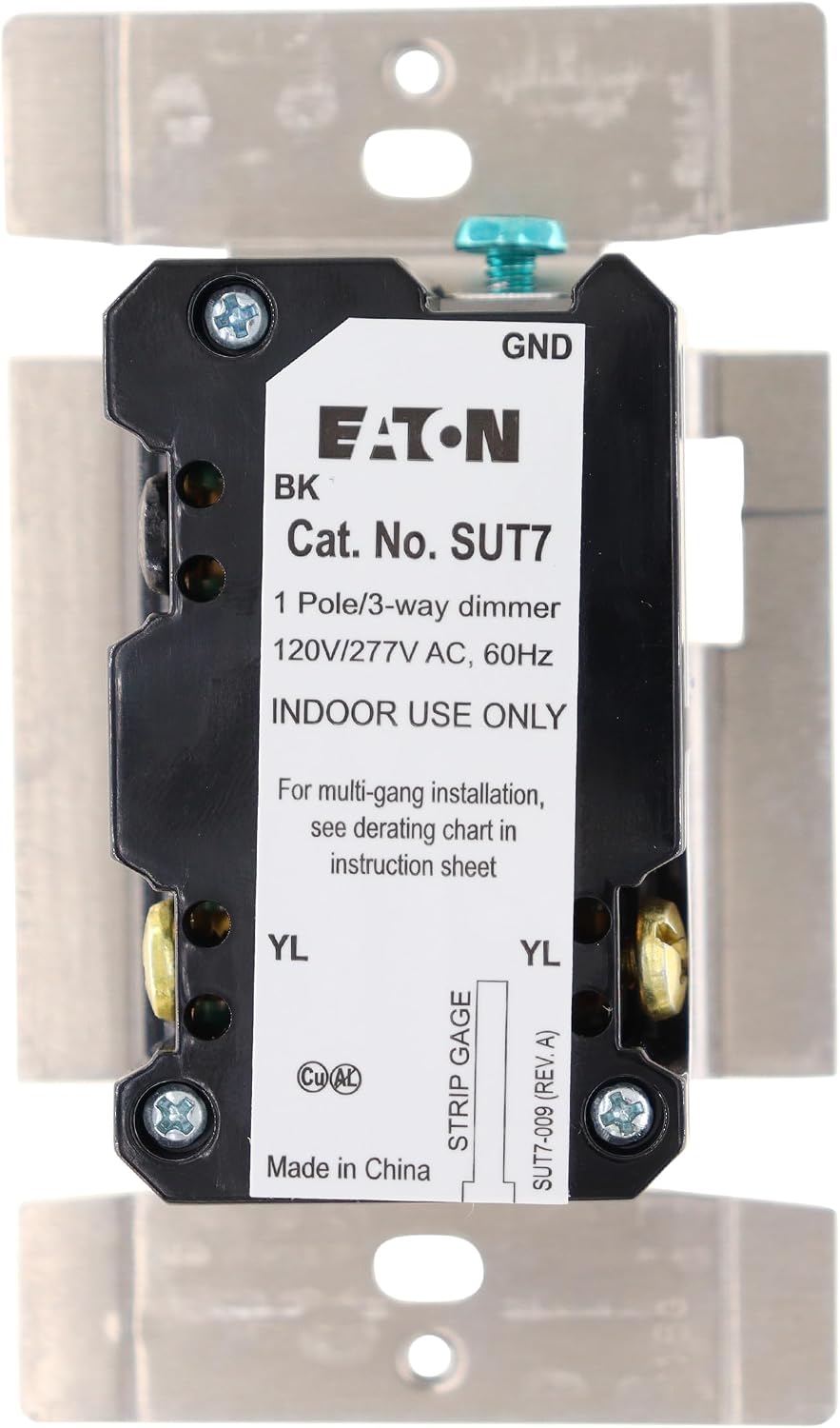Cooper Wiring Devices Eaton SUT7-BK Universal Slide Dimmer, Black