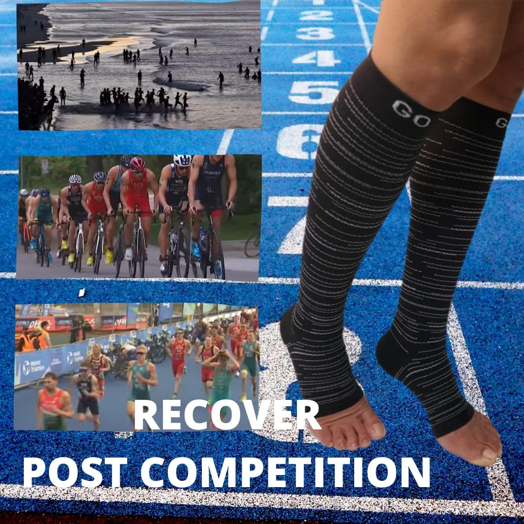 Socks For Women Open Toe 20-30 mmHG Knee High Graduated Compression Toeless Compression Stockings Women & Men - Image 7