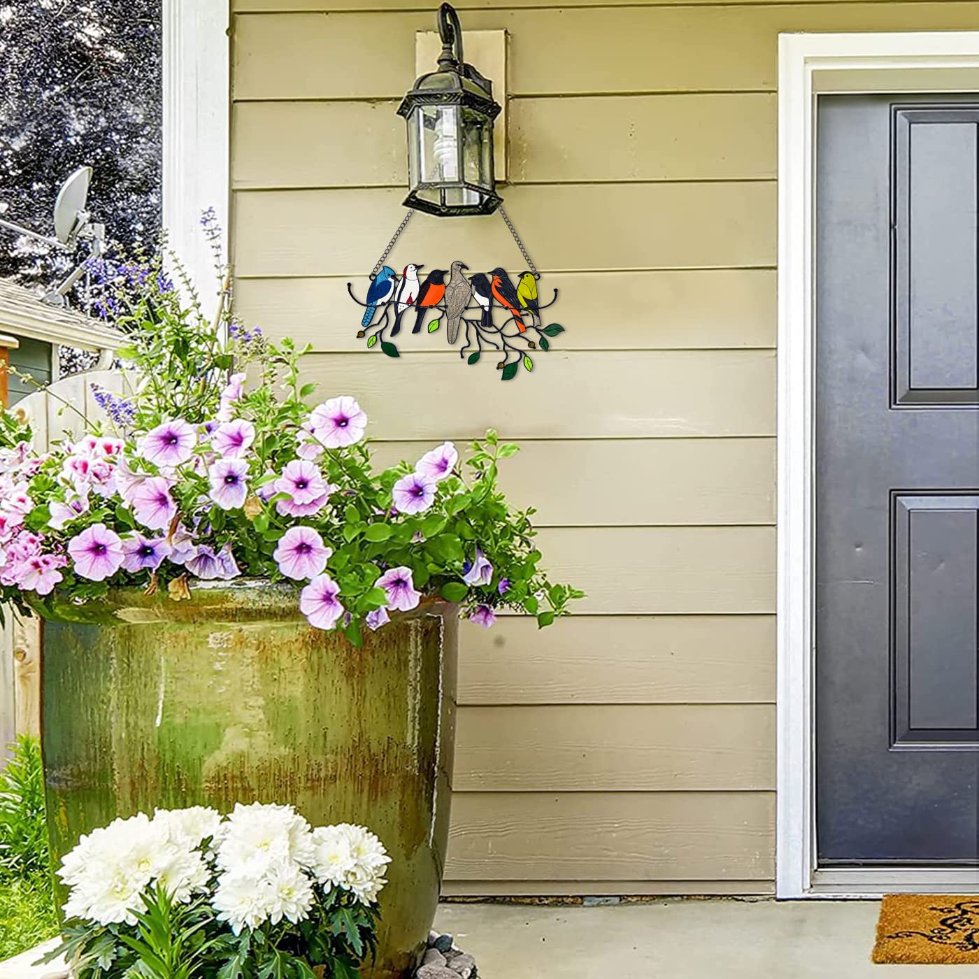 Buntes Vogel Wanddekoration 15x9cm - Metallanhänger Mit 40cm Kette