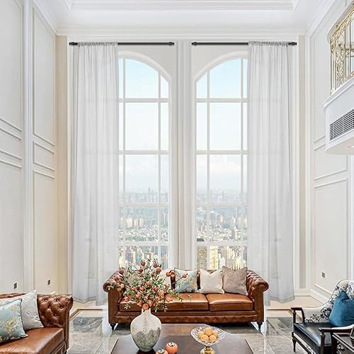 Miniatura 7 de Cortinas traslúcidas blancas extralargas de 144, 156, 168, 192, 204, 216, 240 pulgadas de largo, cortinas altas para sala de estar de 2 pisos de