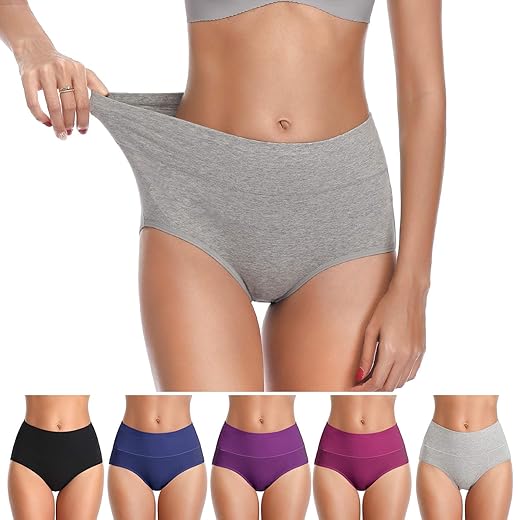 Womens Underwear, No Muffin Top Full Coverage Cotton Underwear Briefs Soft Stretch Breathable Ladies Panties for Women