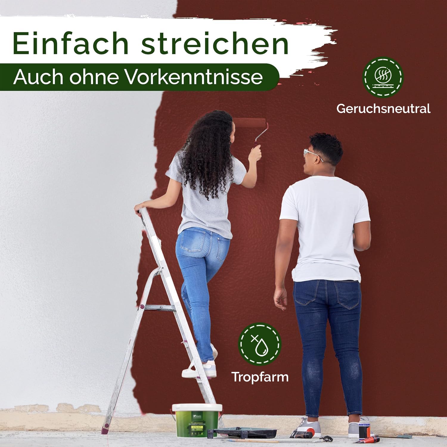 Wandfarbe Rot Braun Bordeaux matt 5 L – Perky Pomegranate