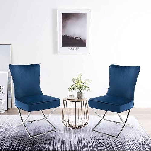 Miniatura 84 de LOULENS Elegance - Juego de 6 sillas de comedor de terciopelo, lujosas sillas de comedor tapizadas copetudas, sillas decorativas de terciopelo real