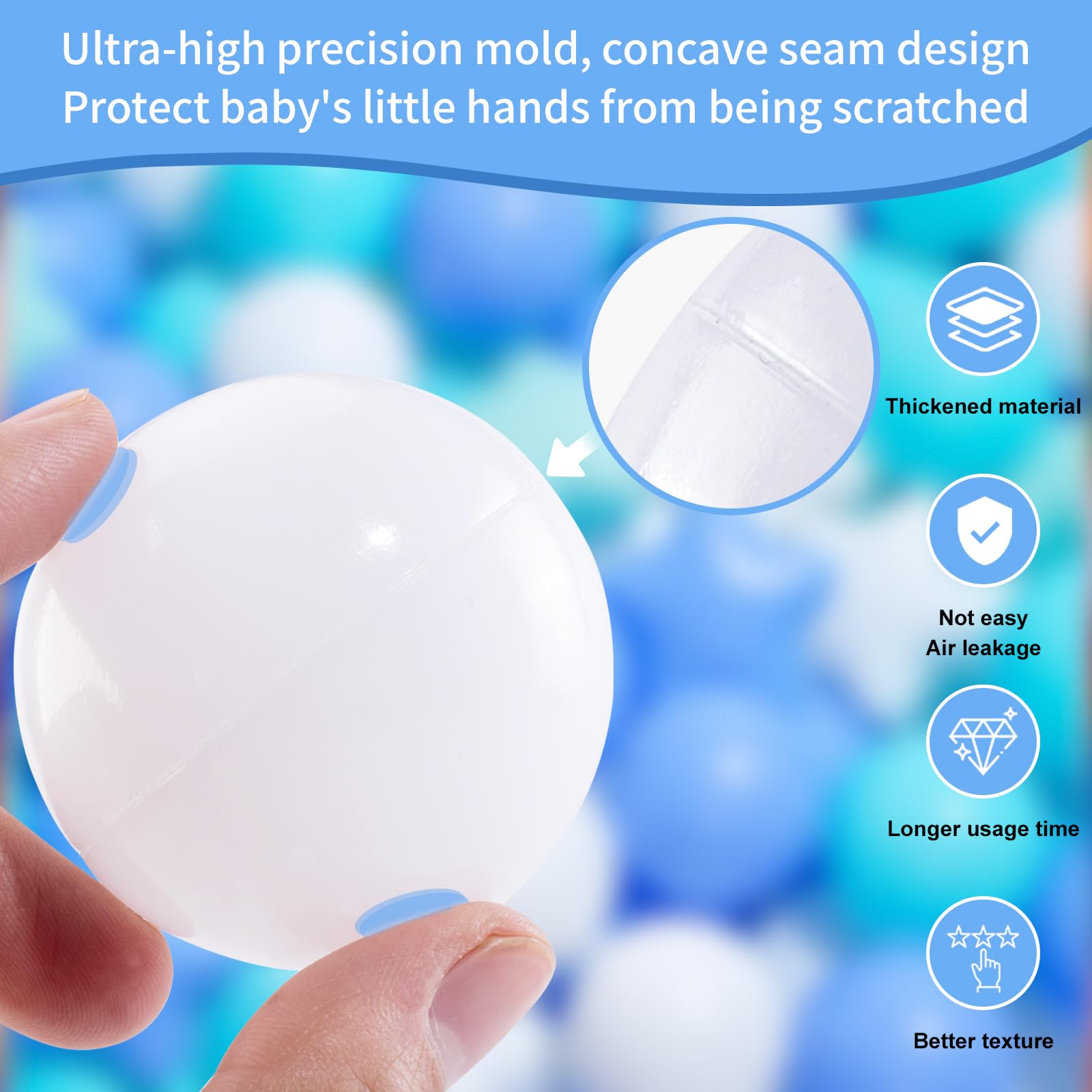 MoonxHome 200pcs Star Ball Pit Balls for Toddlers, BPA Free Crush Proof Plastic Toy Balls for Ball Pit, Children's Pool Water Toys, White Blue Green