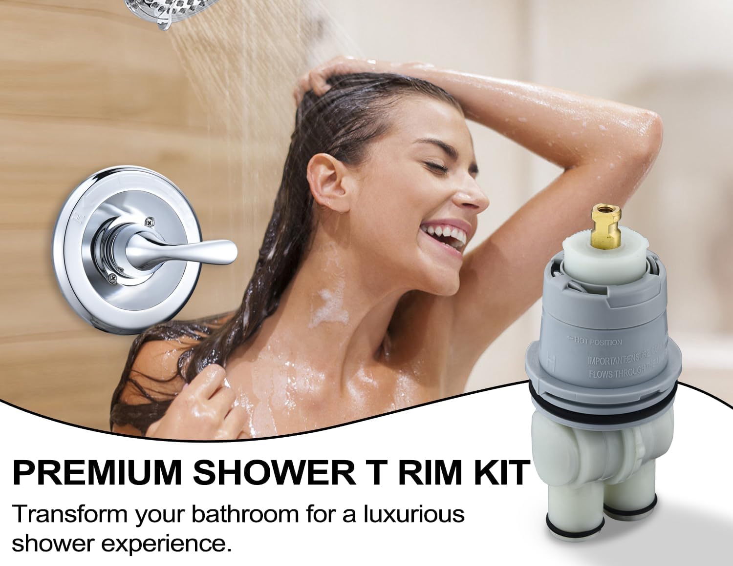 Replacement for Delta Classic 13 Series Single-Function Trim Kit, T13020 Chrome Shower Handle, Fit Delta Shower Valve R10000 Series (Cartridge Included) (Chrome)