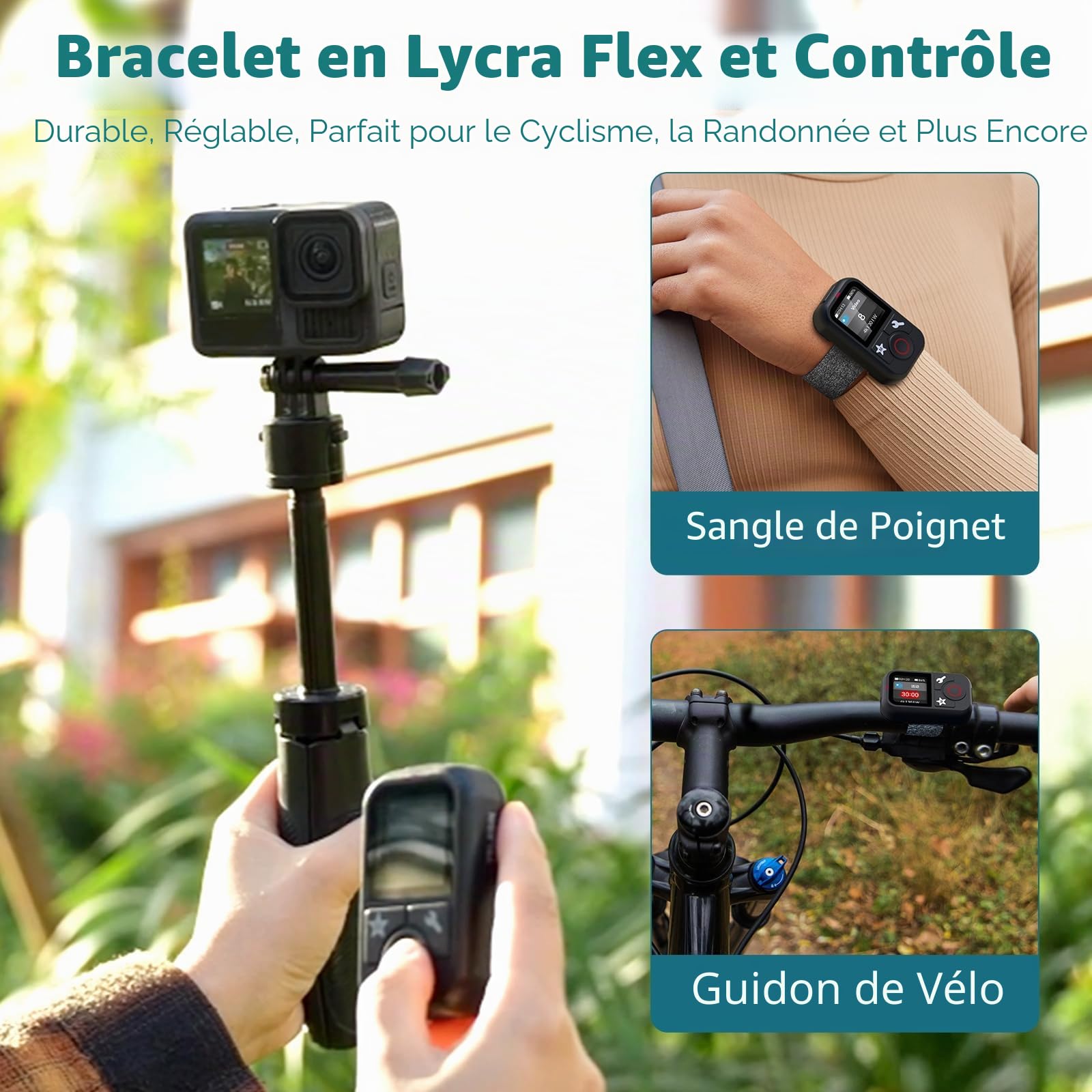 AFAITH Télécommande sans Fil Intelligente pour Go Pro Hero 13/12/11/10/9/8 Black GoPro Max, 5 Langues (Dont Le français), écran Couleur LCD, réglage de la luminosité, Rotation à 360 degrés, étanche