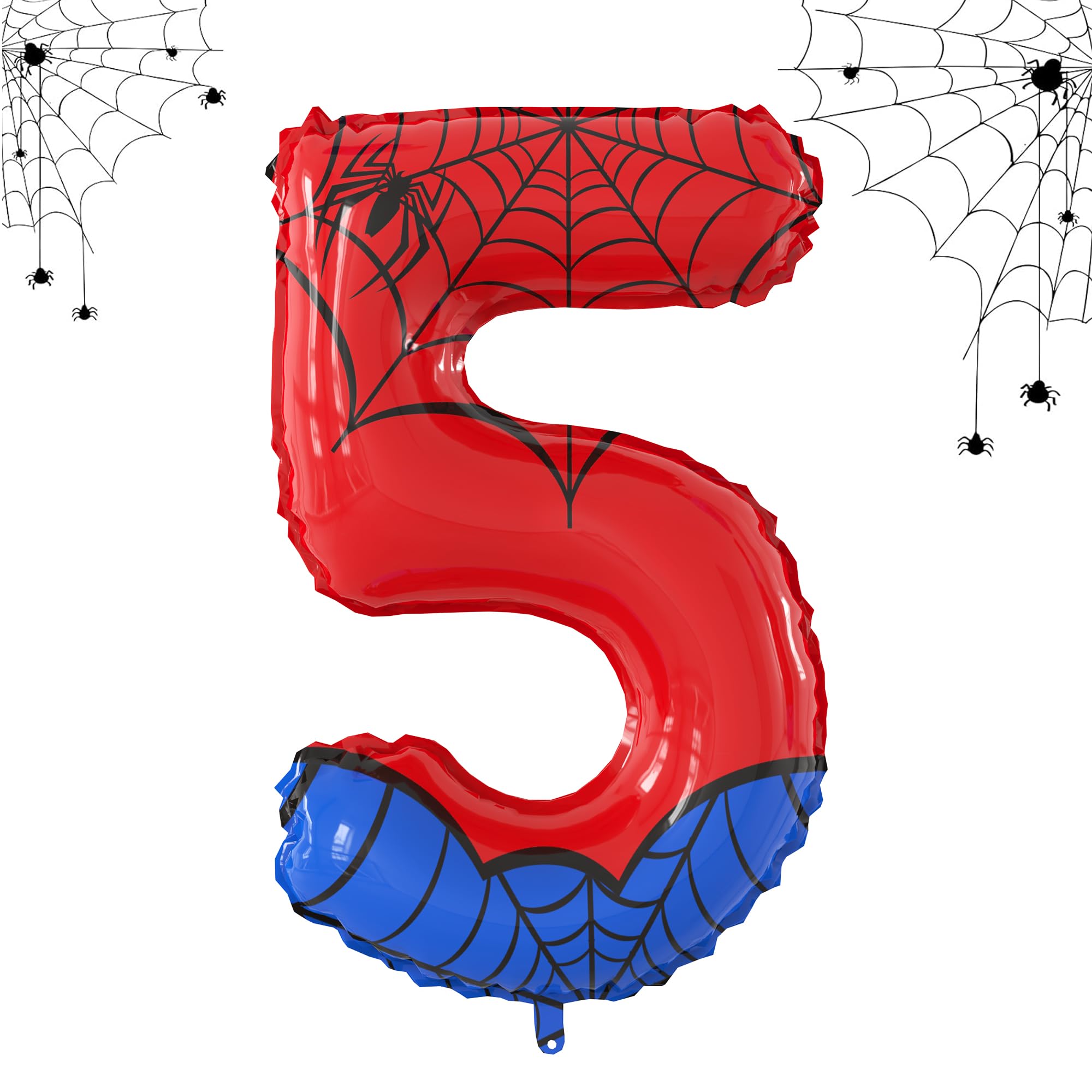 SIXONEAIEN 40 Inch Giant Spider Theme Number Foil Balloons Large Number 5 Balloons Kids Party Balloons Birthday Party Decorations Supplies Number 1-6 Available for Kids' Birthday Anniversary Party