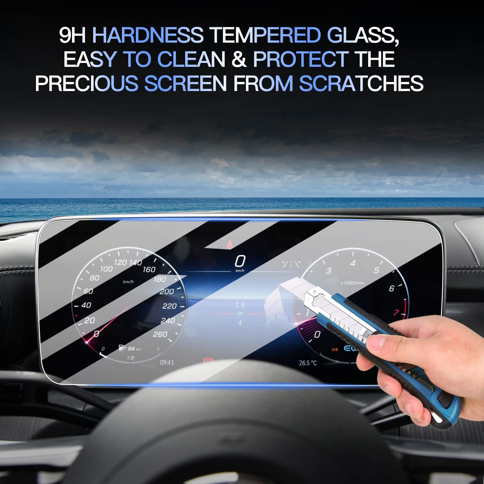 LUWU Tempered Glass Screen Protector For 2021-2023 Mercedes Benz C Class W206 12.3 Inch Display