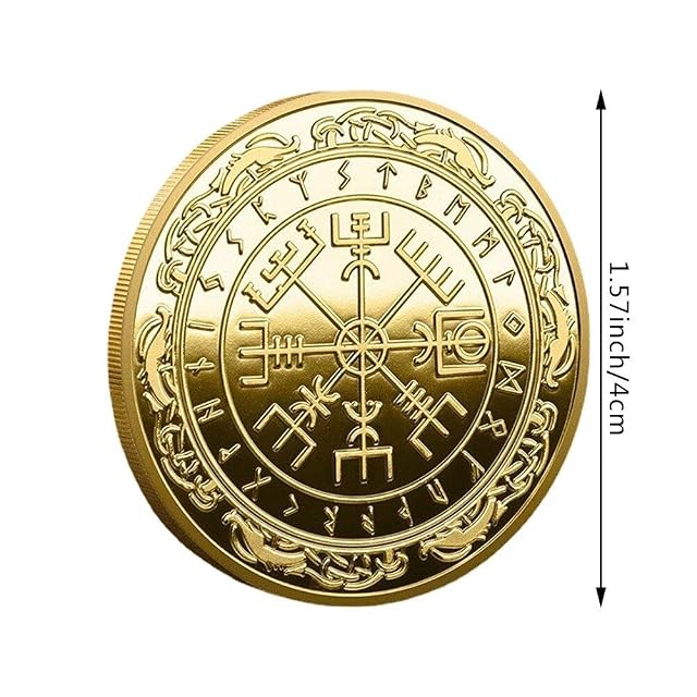 Foto 4 de 7 de Luxylei Moneda Vikinga Nórdica Mjolnir, Brújula Vikinga, Moneda De Martillo De Thor