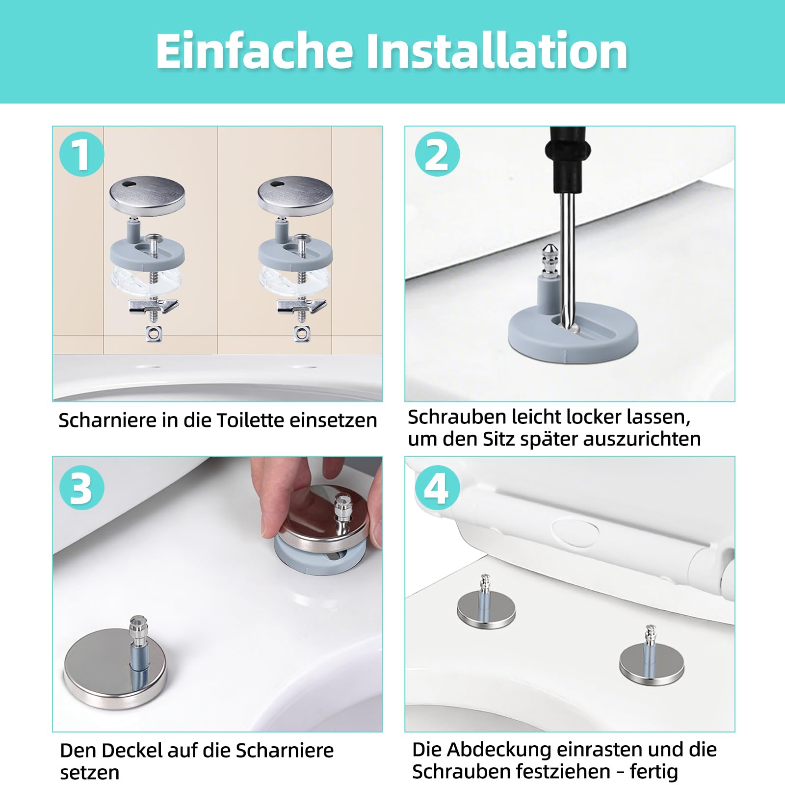 Toilettendeckel mit Absenkautomatik, WC Sitz aus bruchsicherem Duroplast, Antibakteriell & UV-beständig Oval Form, Toilettendeckel mit Kindersitz Bis 200 KG, klobrille Weiß