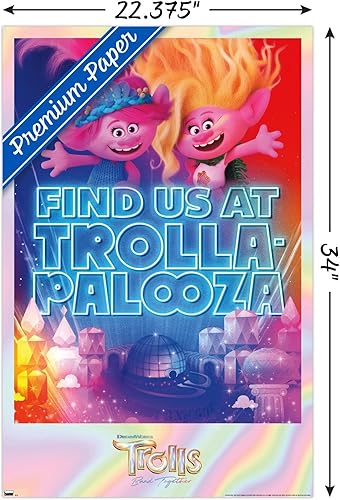 Miniatura 3 de Trends International Trolls Band Together - Póster de pared de Viva and Poppy at Trolla-Palooza, 22.37 x 34.00 pulgadas, paquete de póster y clip