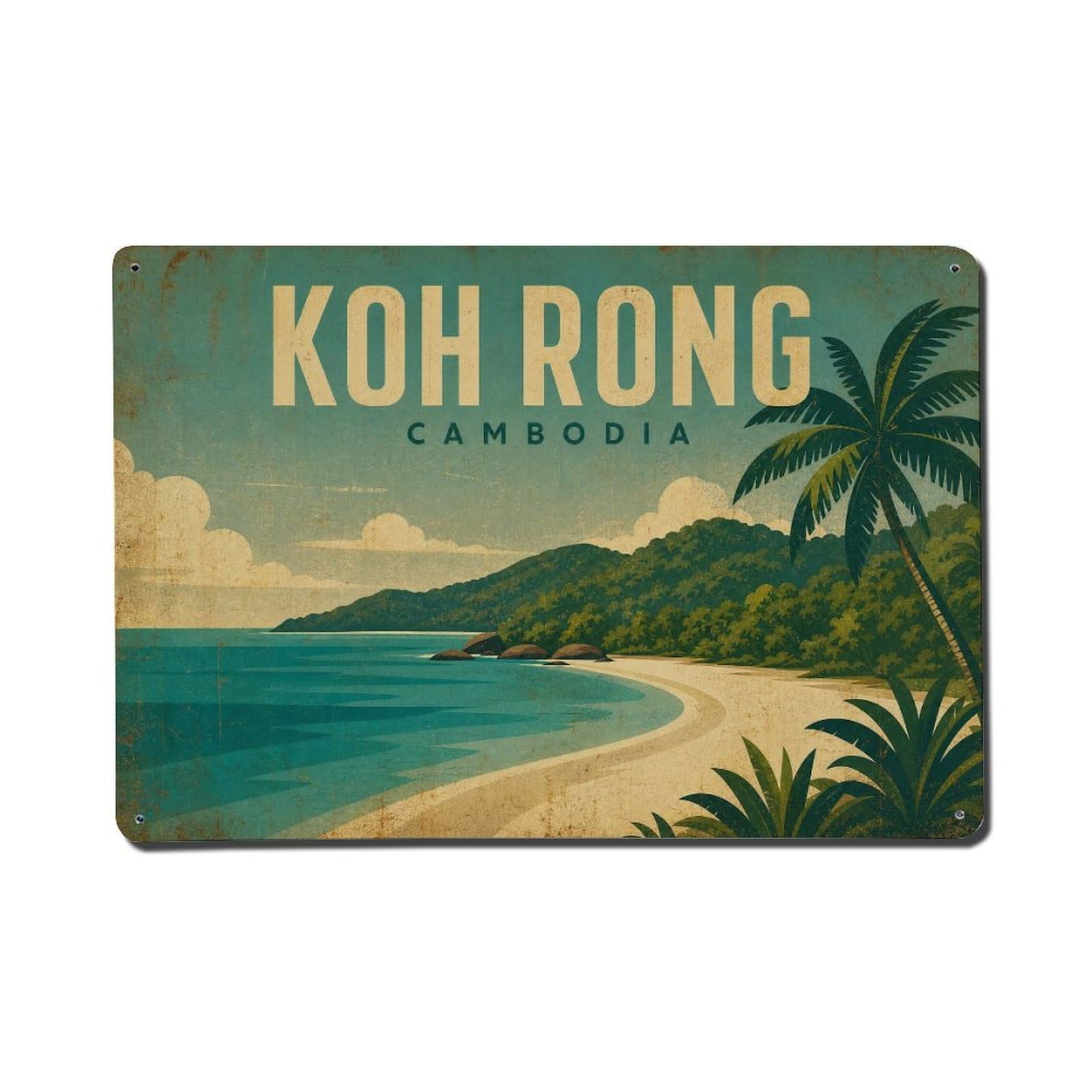 Metal Tin Sign Vintage Travel Cambodia Koh Rong