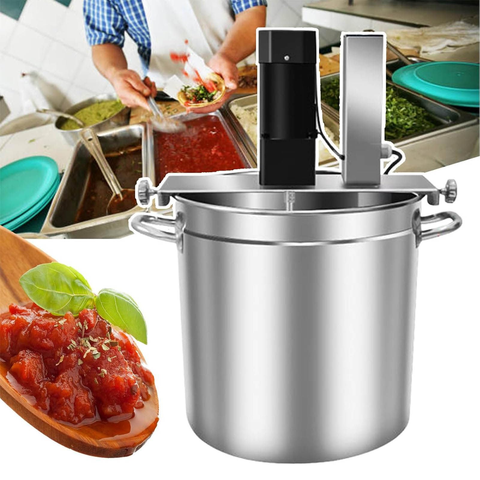 LJLYYDS Automatic Jam Blender, Sauce Stirrer, Commercial Automatic Stir with Direct Heating, Commercial Pot Seasoning Bottom Soup Sauce Stirrer for Sauce, Stir-fry with One Click 15L