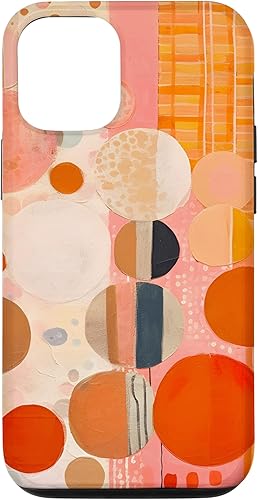 Carcasa moderna de mediados de siglo para iPhone 1212 Pro, diseño abstracto bohemio y naranja cálido