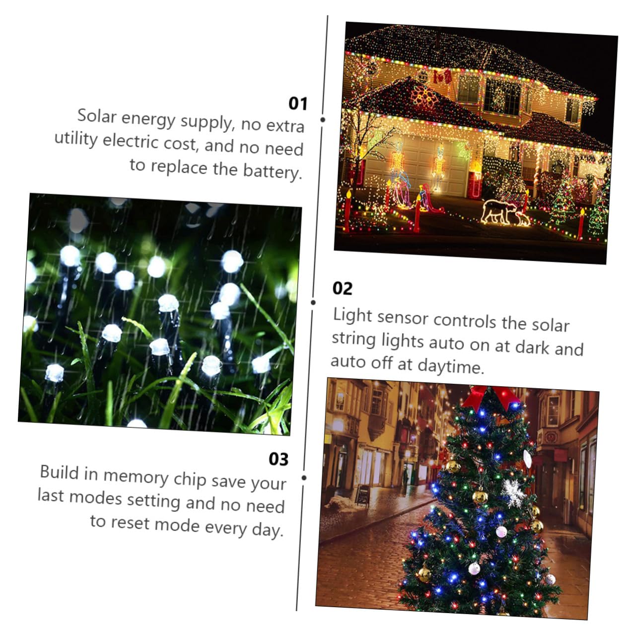Toddmomy LED Solar Lichterkette 100 LED 10m Ip65 Weiß für Garten Terrasse mit Dunkel Automatik und Speicherchip 2 Satz