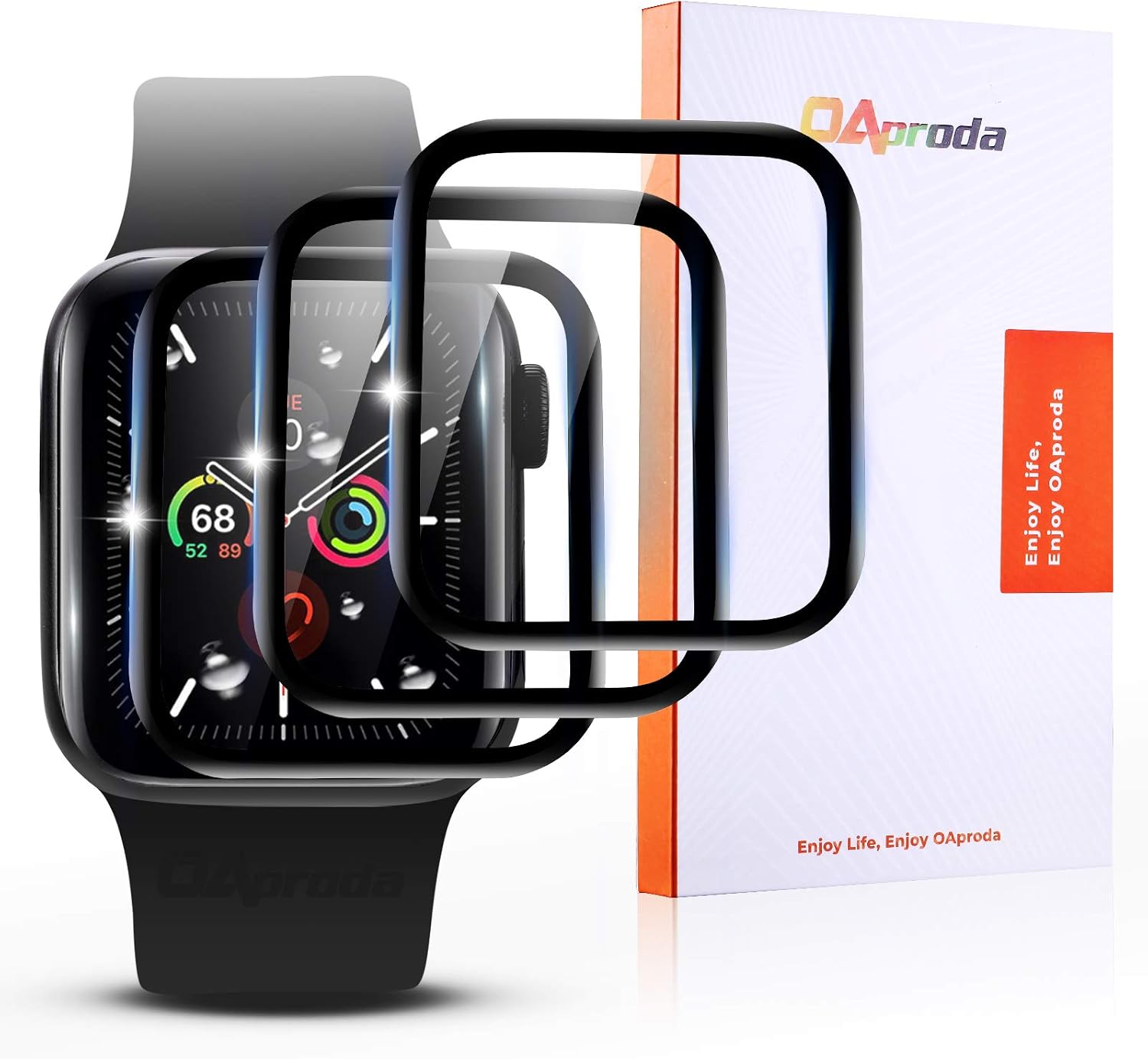 OAproda [2021 New Upgrade] 3 Pack Screen Protector for Apple Watch 44mm Series 6 5 4 / iWatch SE 44mm with Installation Frame, 3D Full Coverage Flexible Film Protector for iWatch Series