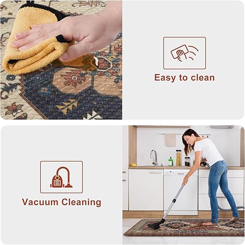 Vista 149 de KIMODE - Juego de 2 tapetes de cocina bohemios, antifatiga, antideslizantes, impermeables, ergonómicos, acolchados, cómodos, para lavandería, Caqui