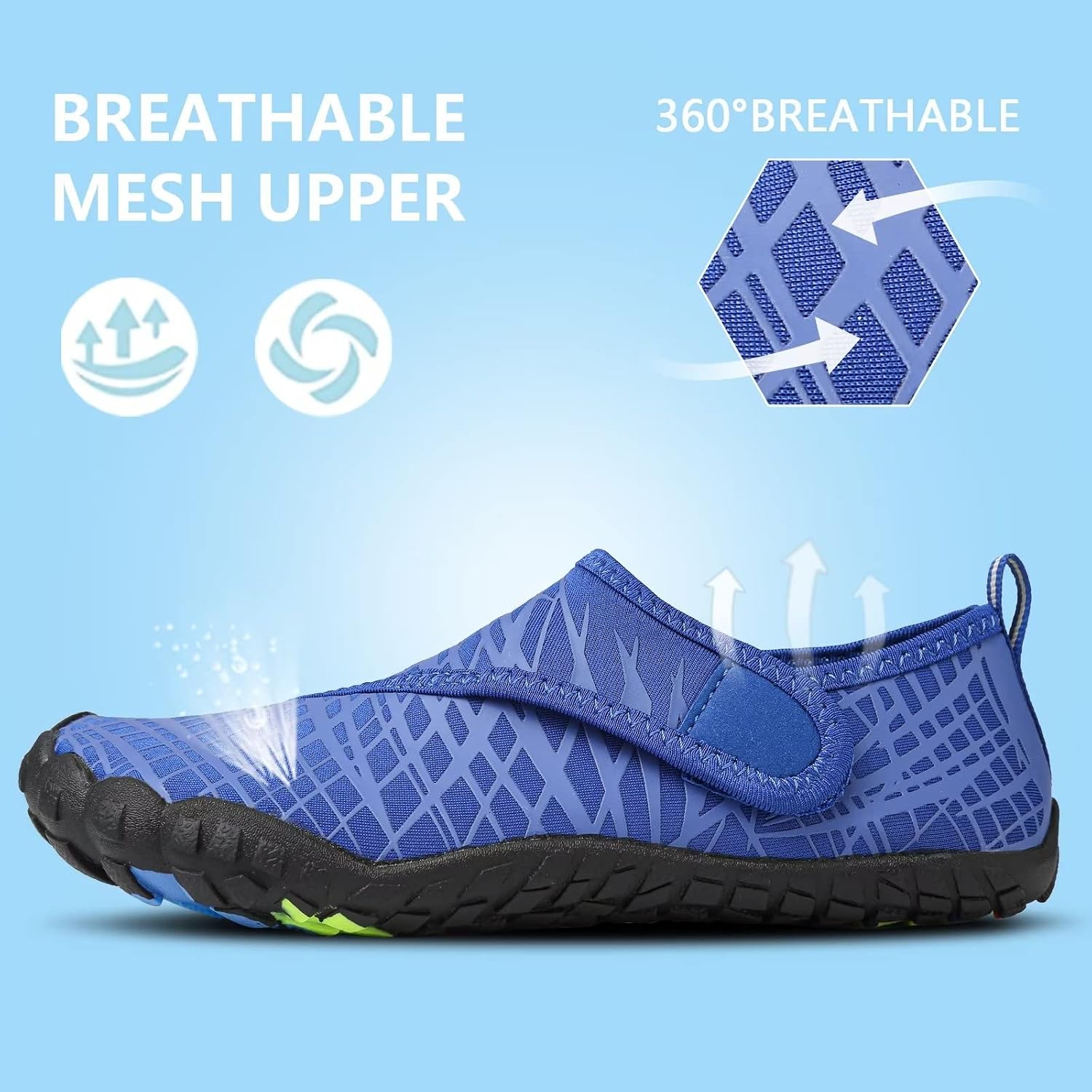 Boys & Girls Water Shoes Lightweight Comfort Sole Easy Walking Athletic Slip on Aqua 5 Toe Sock(Toddler/Little Kid/Big Kid)