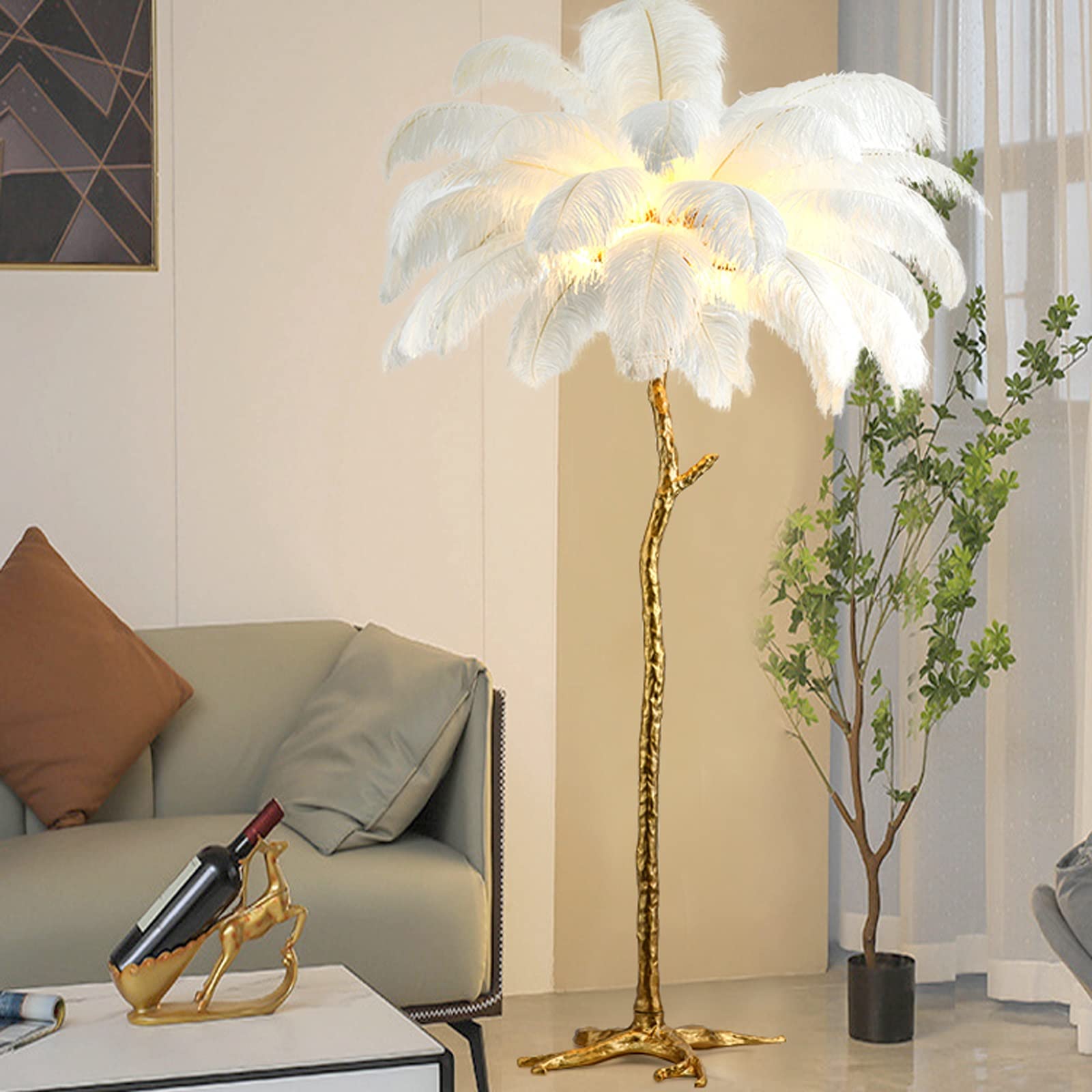 Lampadaires Lampadaire en plumes for salon, chambre à coucher, décoration de vacances, lampe d'ambiance, lampe de bureau personnalisée (à l'exclusion de la source de lumière) Lampe sur pied moderne(Bl